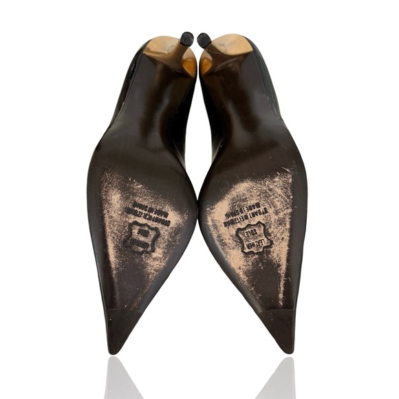 STUART WEITZMAN PATENT LEATHER D’ORSAY PUMPS W METALLIC GOLD HEELS SIZE 7 - Picture 5 of 13